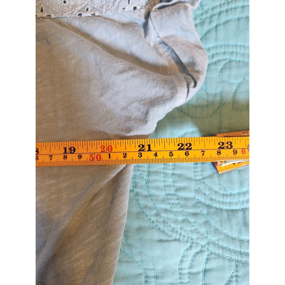 Lucky Brand Womens Eyelet Trim Split Neck T-Shirt Sage Green 7W66857 Size M - Picture 8 of 8